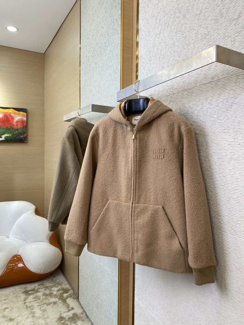 Miu Miu Hooded Long Sleeve Tweed Jacket 2