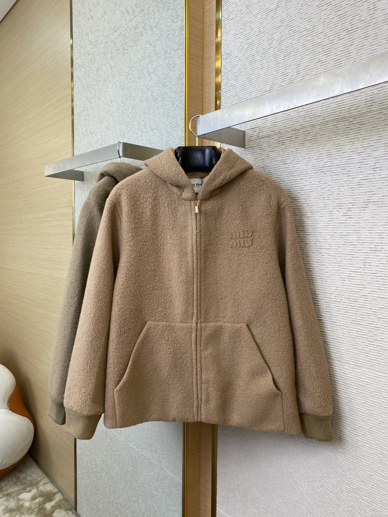 Miu Miu Hooded Long Sleeve Tweed Jacket 4