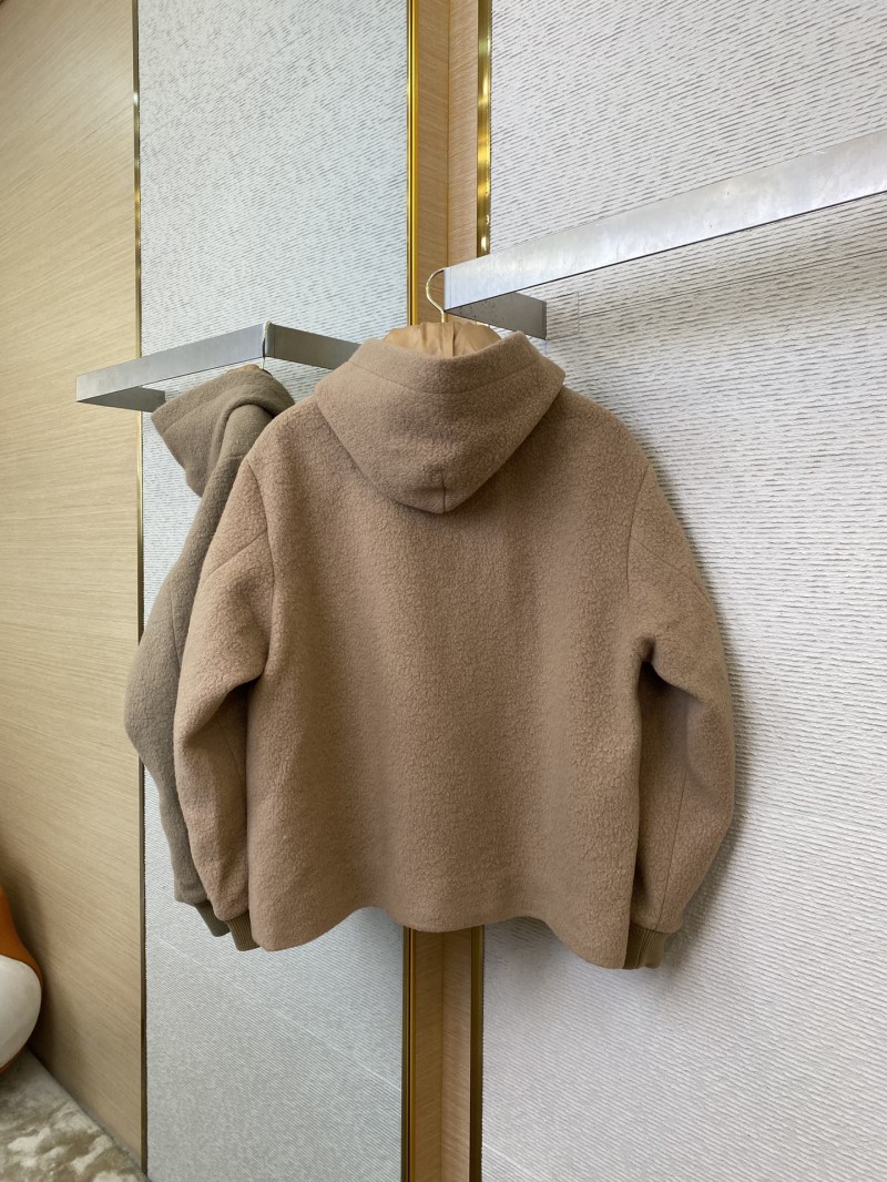 Miu Miu Hooded Long Sleeve Tweed Jacket 5
