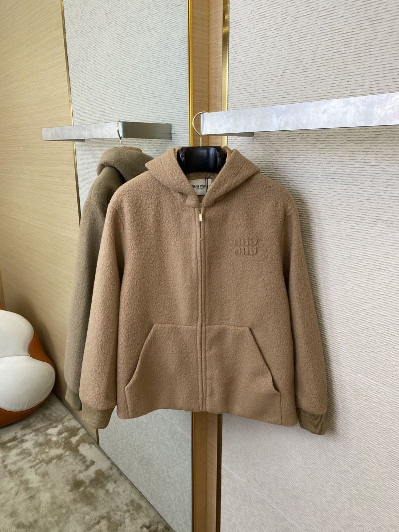 Miu Miu Hooded Long Sleeve Tweed Jacket 6
