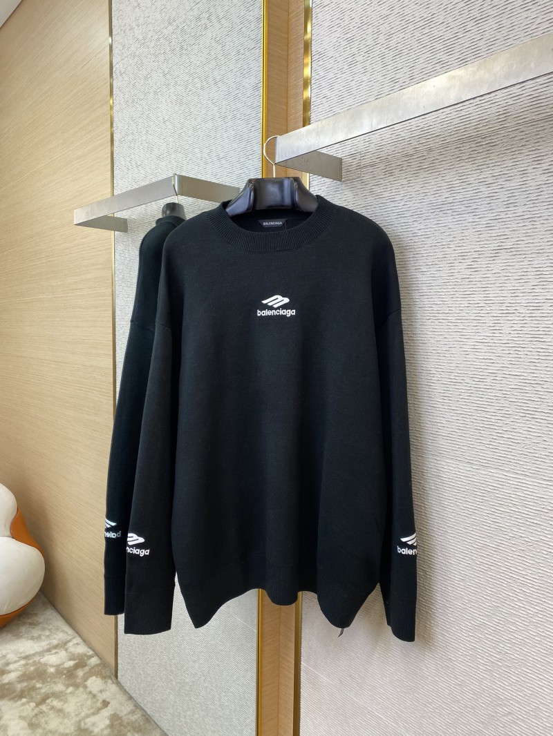 Balenciaga Logo Embroidered Crew Neck Sweater Black 4