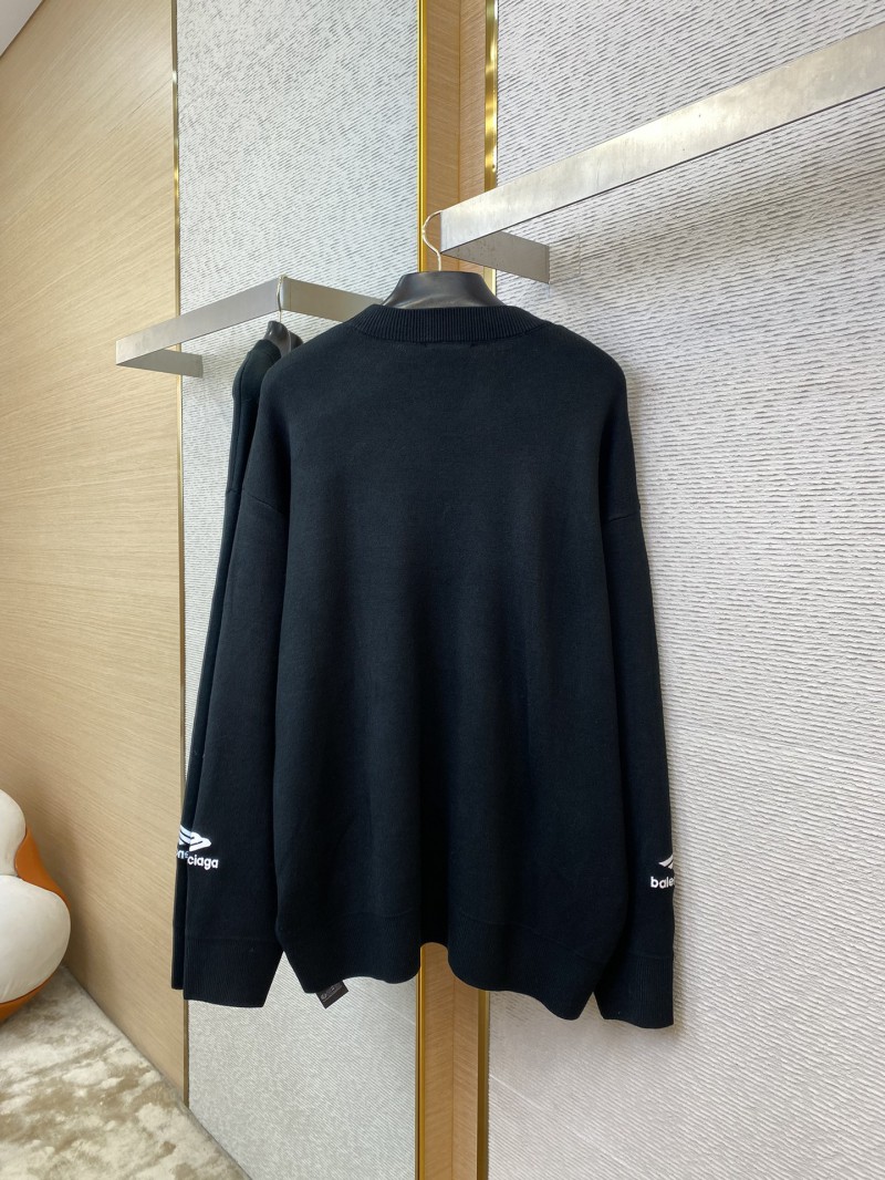 Balenciaga Logo Embroidered Crew Neck Sweater Black 5