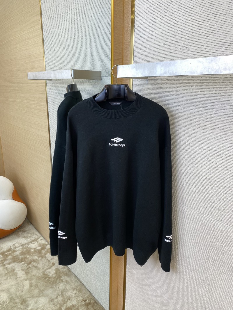 Balenciaga Logo Embroidered Crew Neck Sweater Black 6