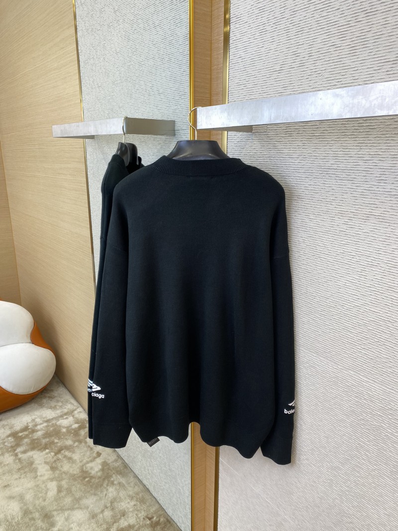 Balenciaga Logo Embroidered Crew Neck Sweater Black 7