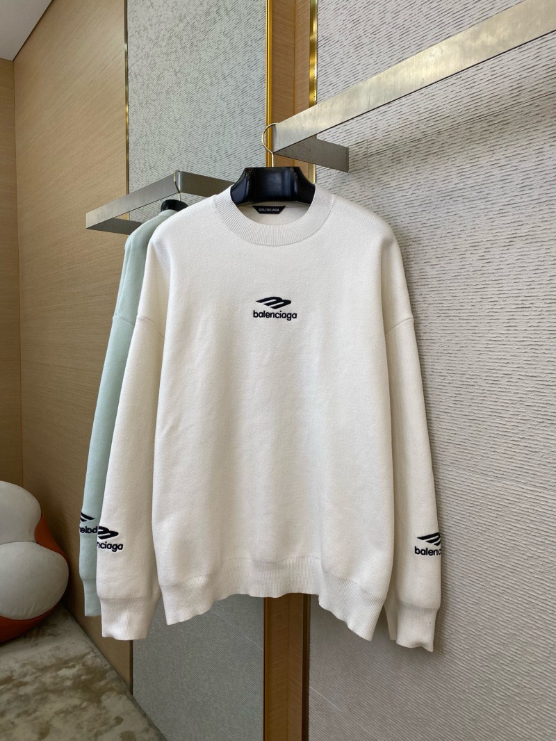 Balenciaga Logo Embroidered Crew Neck Sweater White 4