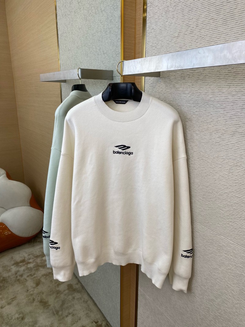 Balenciaga Logo Embroidered Crew Neck Sweater White 6