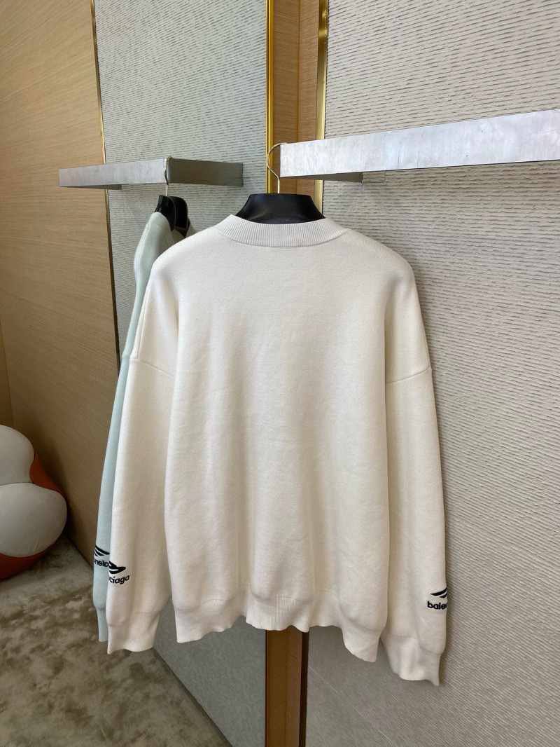 Balenciaga Logo Embroidered Crew Neck Sweater White 7