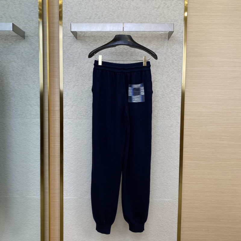 LV Leather Logo Wool Trousers 1