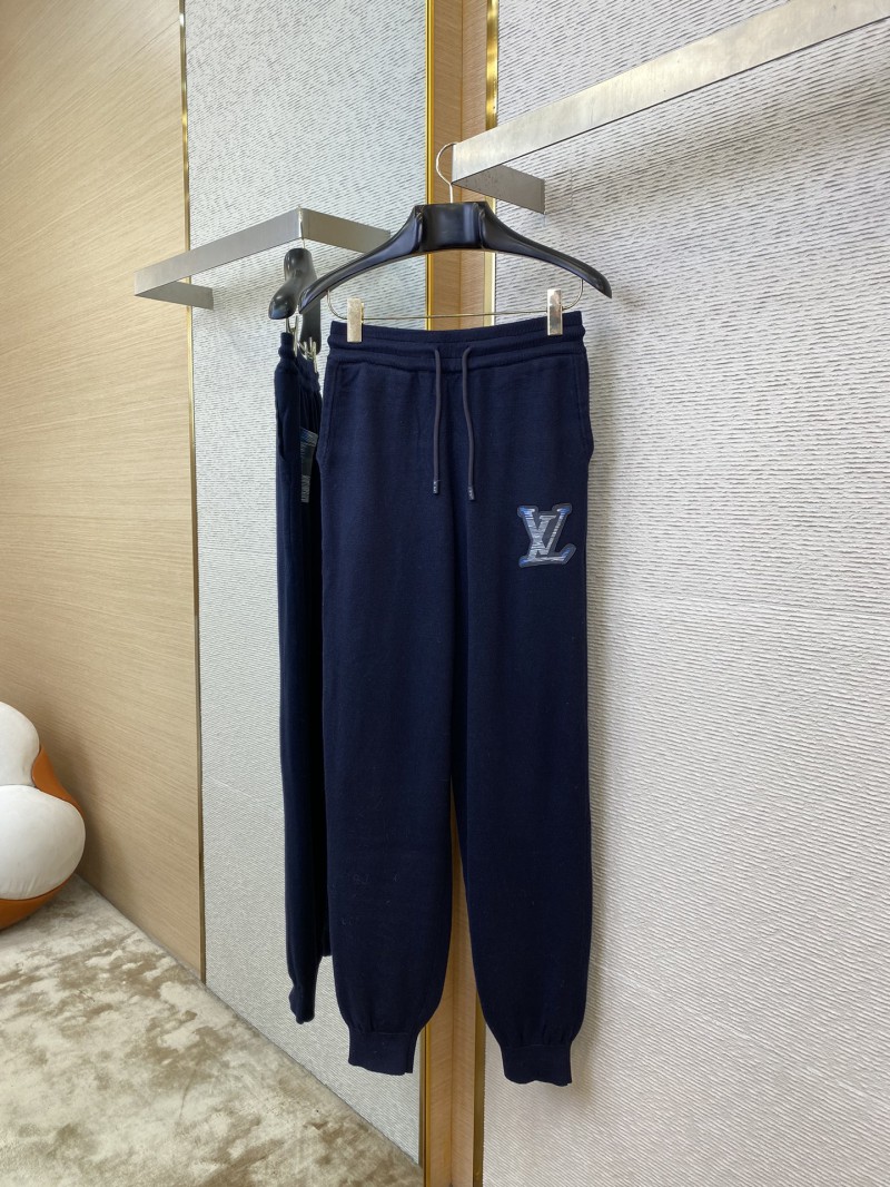 LV Leather Logo Wool Trousers 4