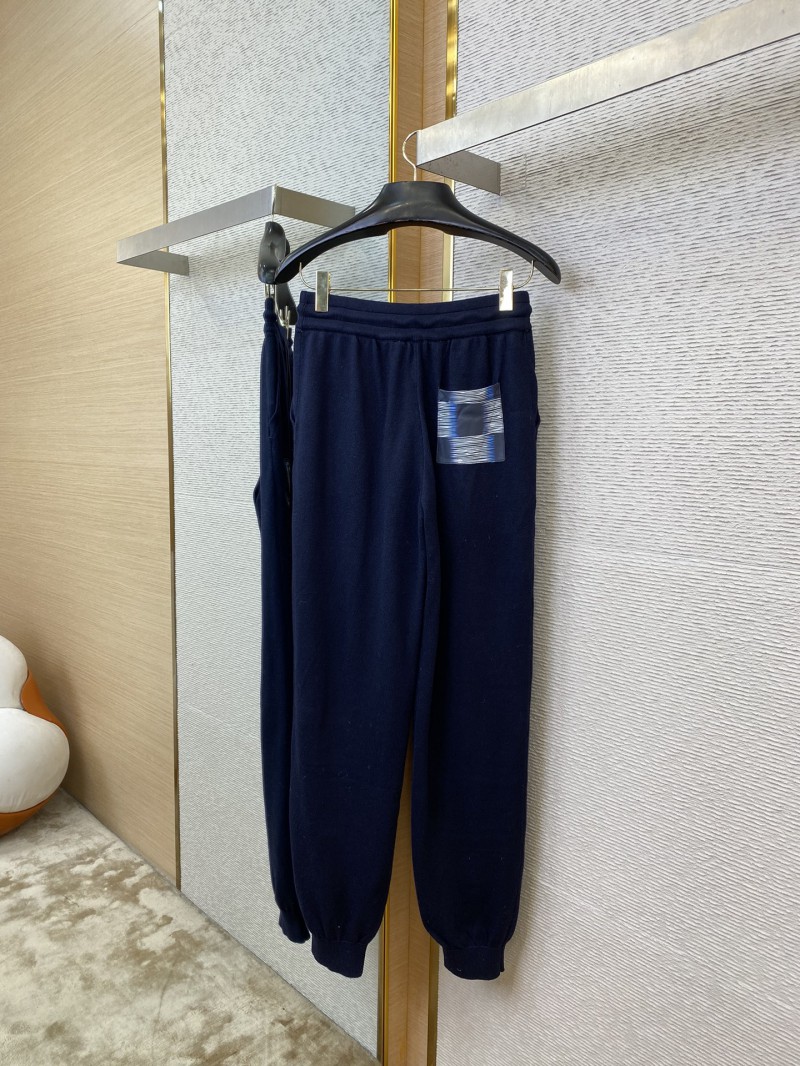 LV Leather Logo Wool Trousers 5