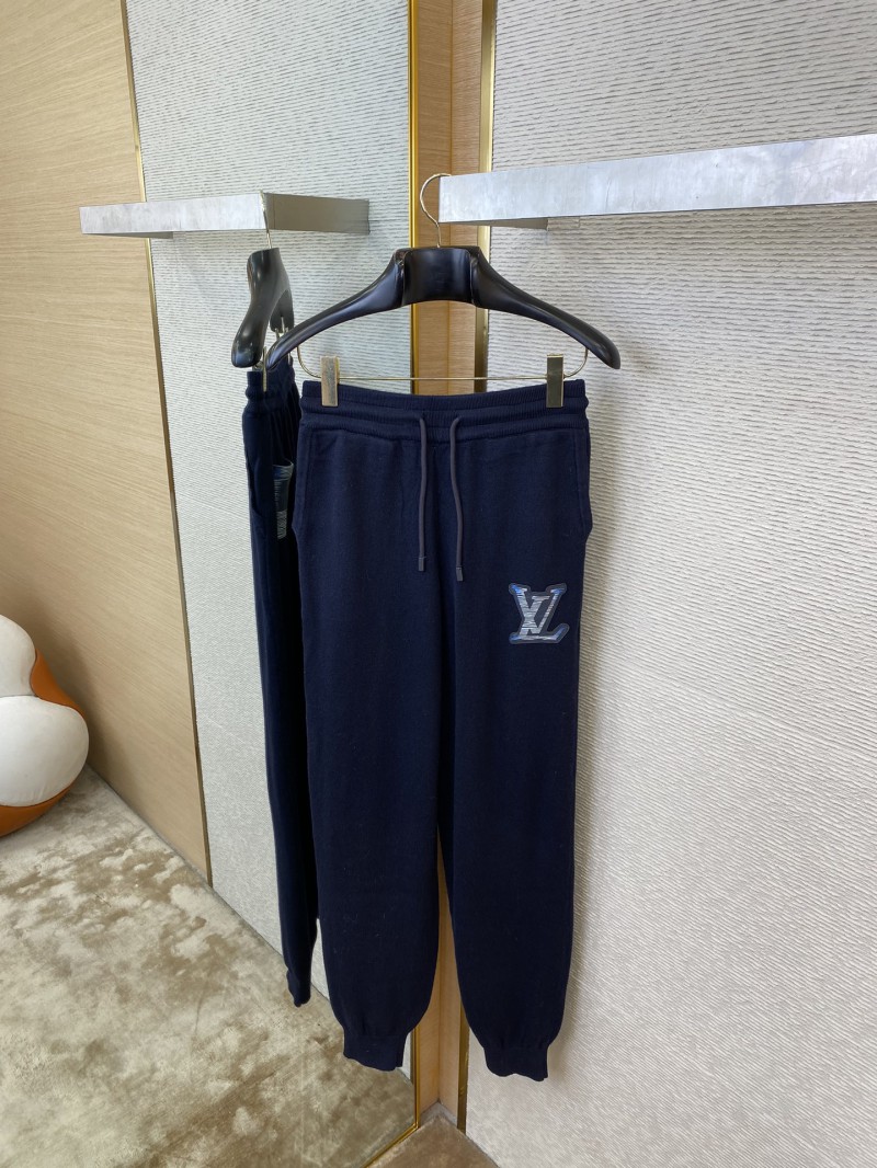 LV Leather Logo Wool Trousers 6