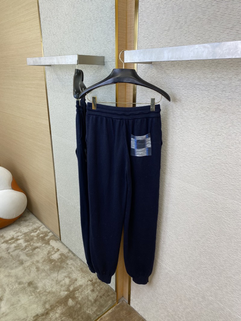 LV Leather Logo Wool Trousers 7