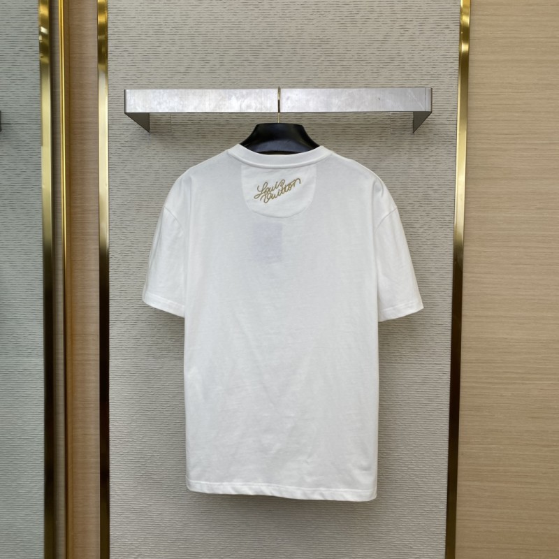LV Double Dog Embroidery Printed Pearl Short Sleeve 1