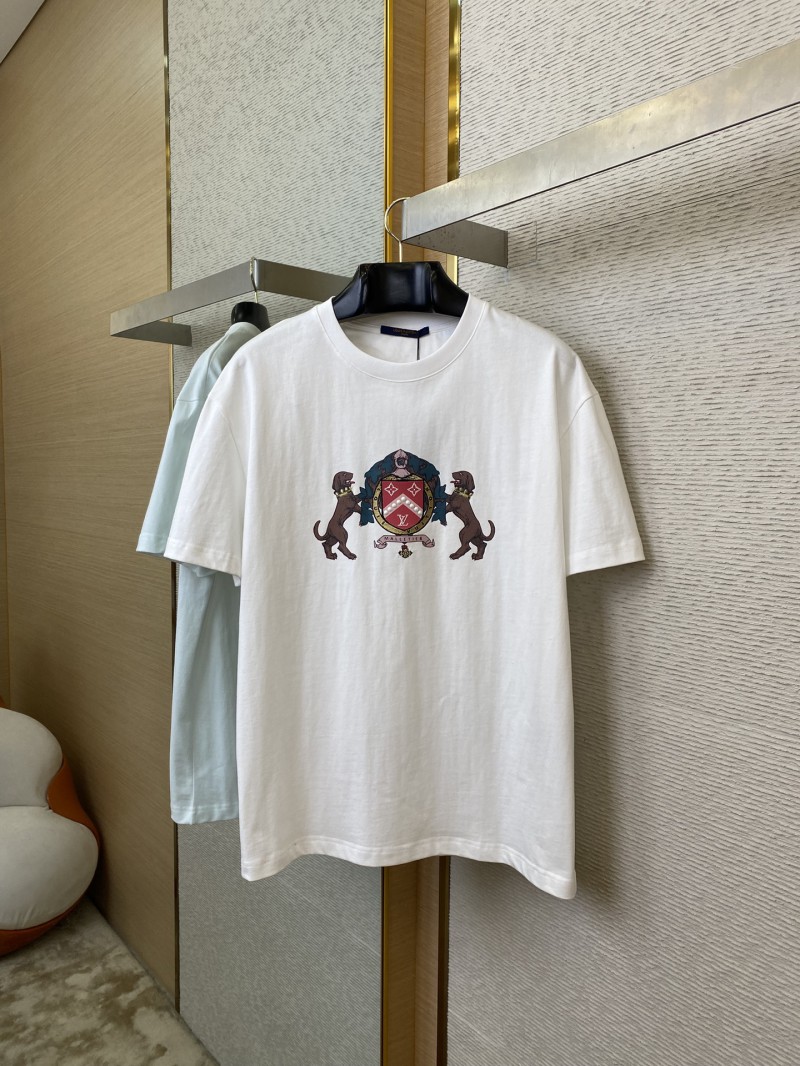 LV Double Dog Embroidery Printed Pearl Short Sleeve 4