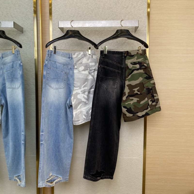 Balenciaga Patchwork Camouflage Jeans Washed Blue 3