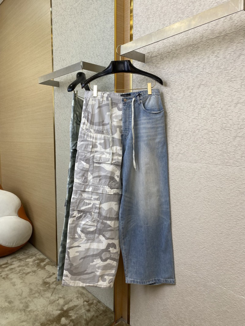 Balenciaga Patchwork Camouflage Jeans Washed Blue 4
