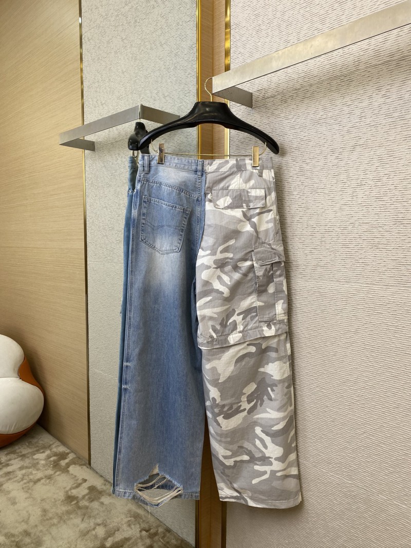 Balenciaga Patchwork Camouflage Jeans Washed Blue 5