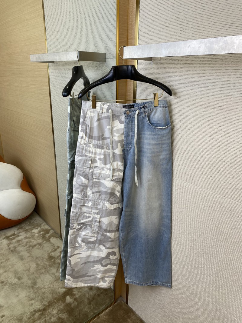 Balenciaga Patchwork Camouflage Jeans Washed Blue 6