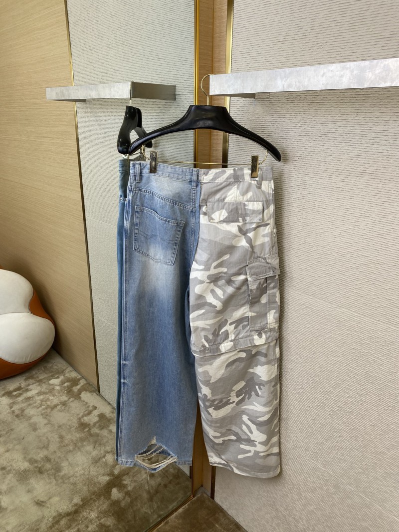Balenciaga Patchwork Camouflage Jeans Washed Blue 7