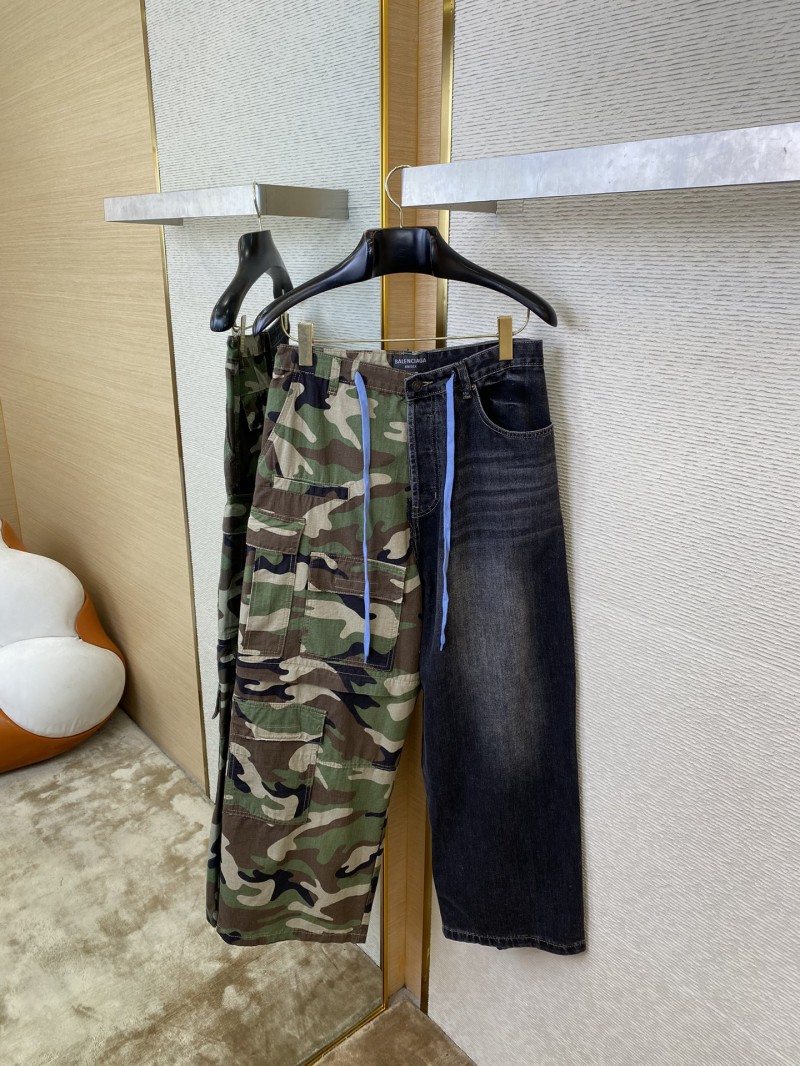 Balenciaga Spliced Camouflage Jeans Black 6