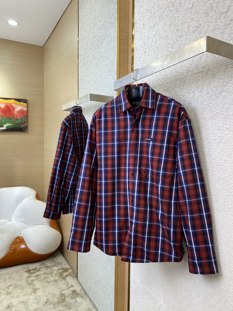 Balenciaga Red Check Cotton Sandwich Shirt Jacket 1