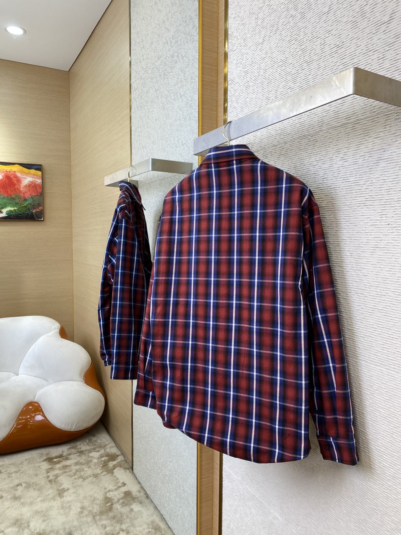 Balenciaga Red Check Cotton Sandwich Shirt Jacket 2