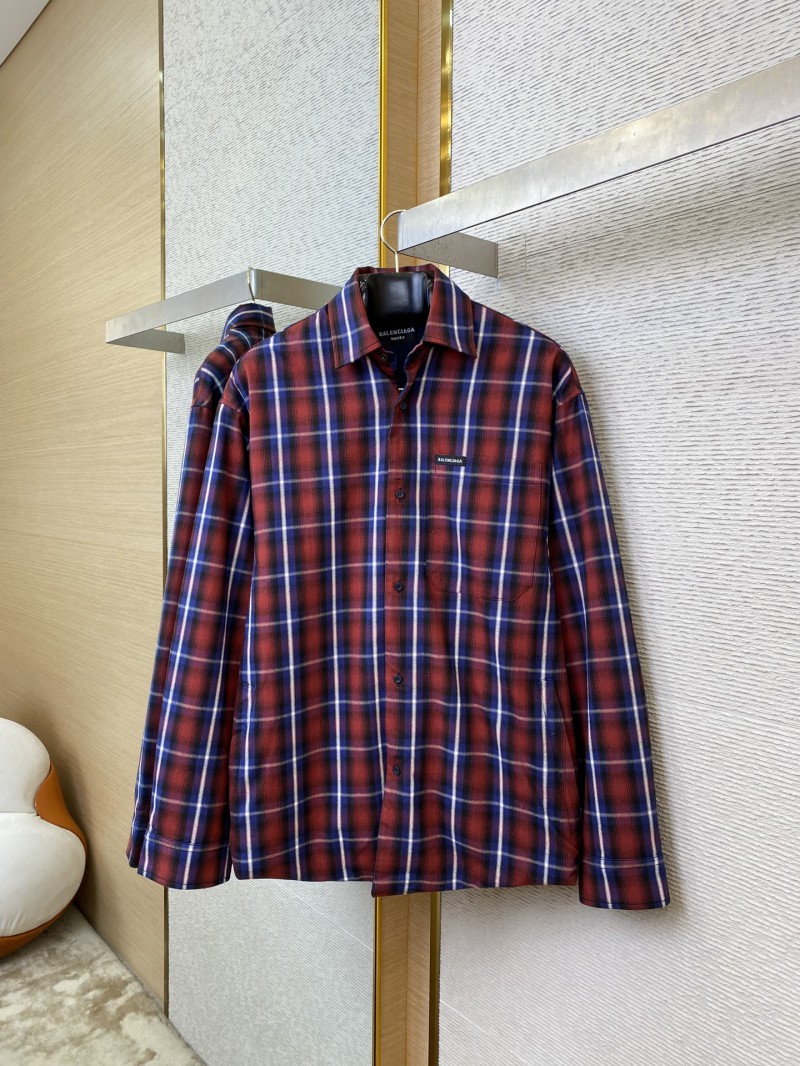 Balenciaga Red Check Cotton Sandwich Shirt Jacket 3