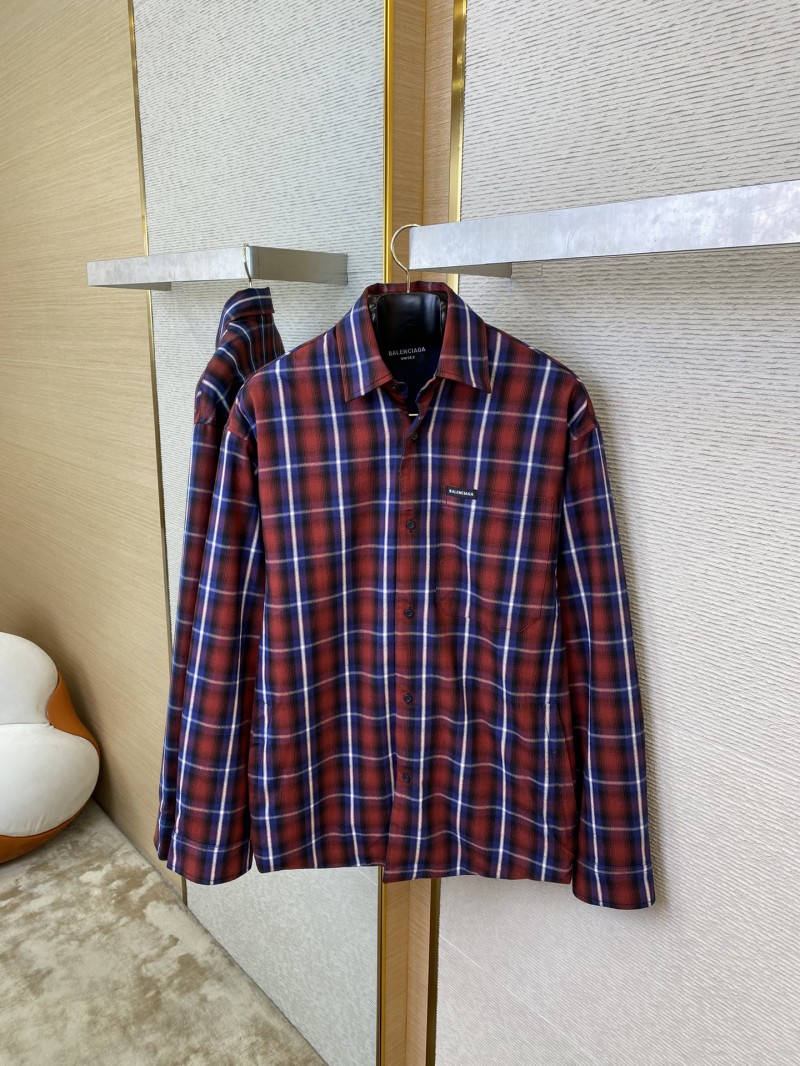 Balenciaga Red Check Cotton Sandwich Shirt Jacket 5