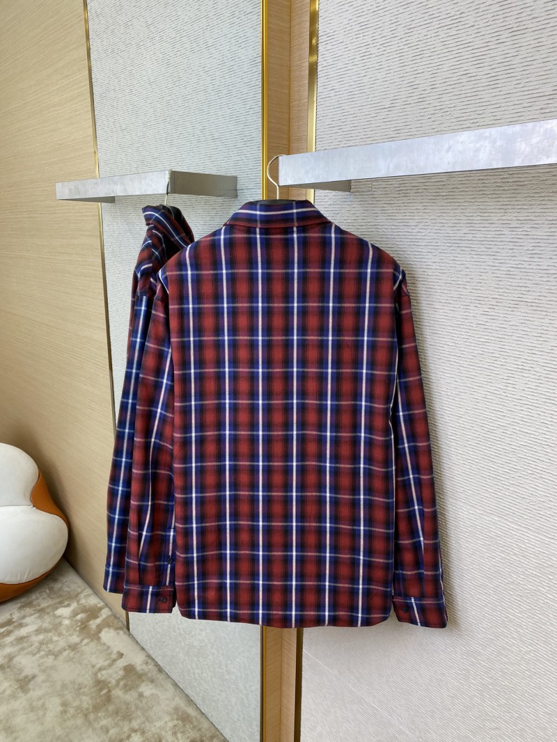 Balenciaga Red Check Cotton Sandwich Shirt Jacket 7