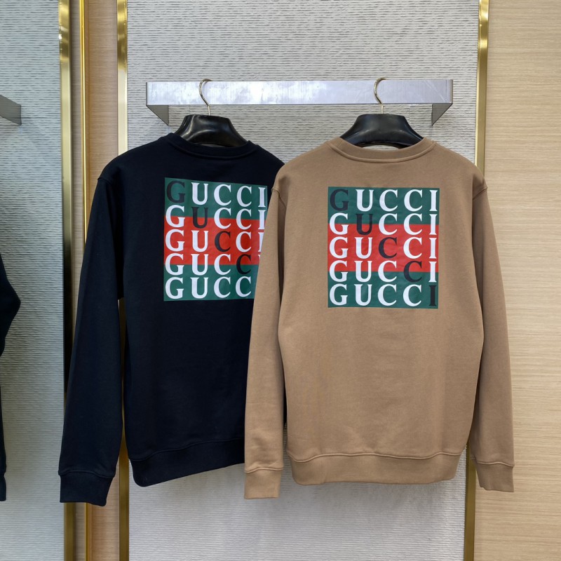 Gucci Logo Print Crew Neck Sweatshirt Black 1