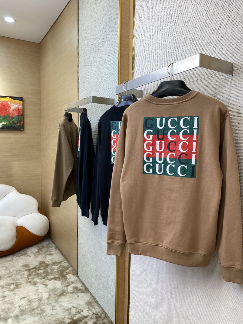 Gucci Logo Print Crew Neck Sweatshirt Khaki 3