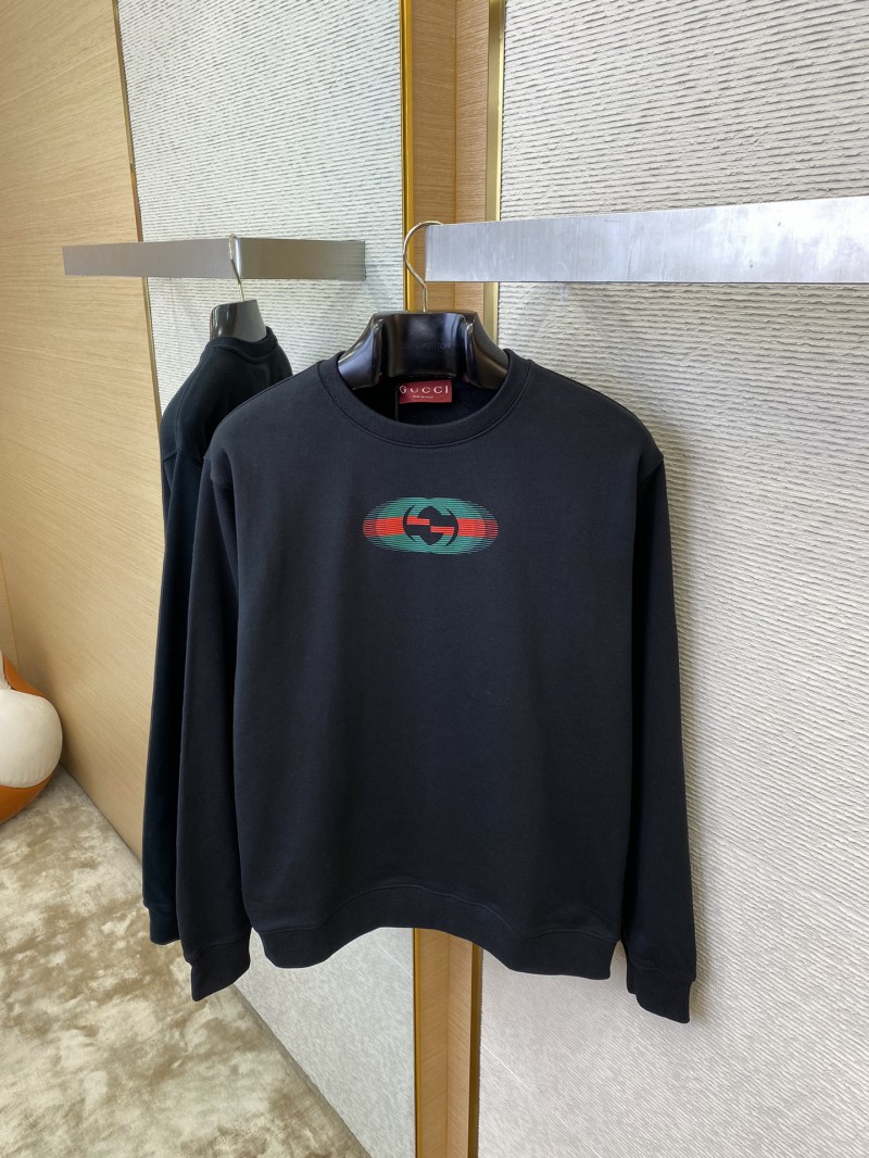 Gucci Logo Print Crew Neck Sweatshirt Black 6