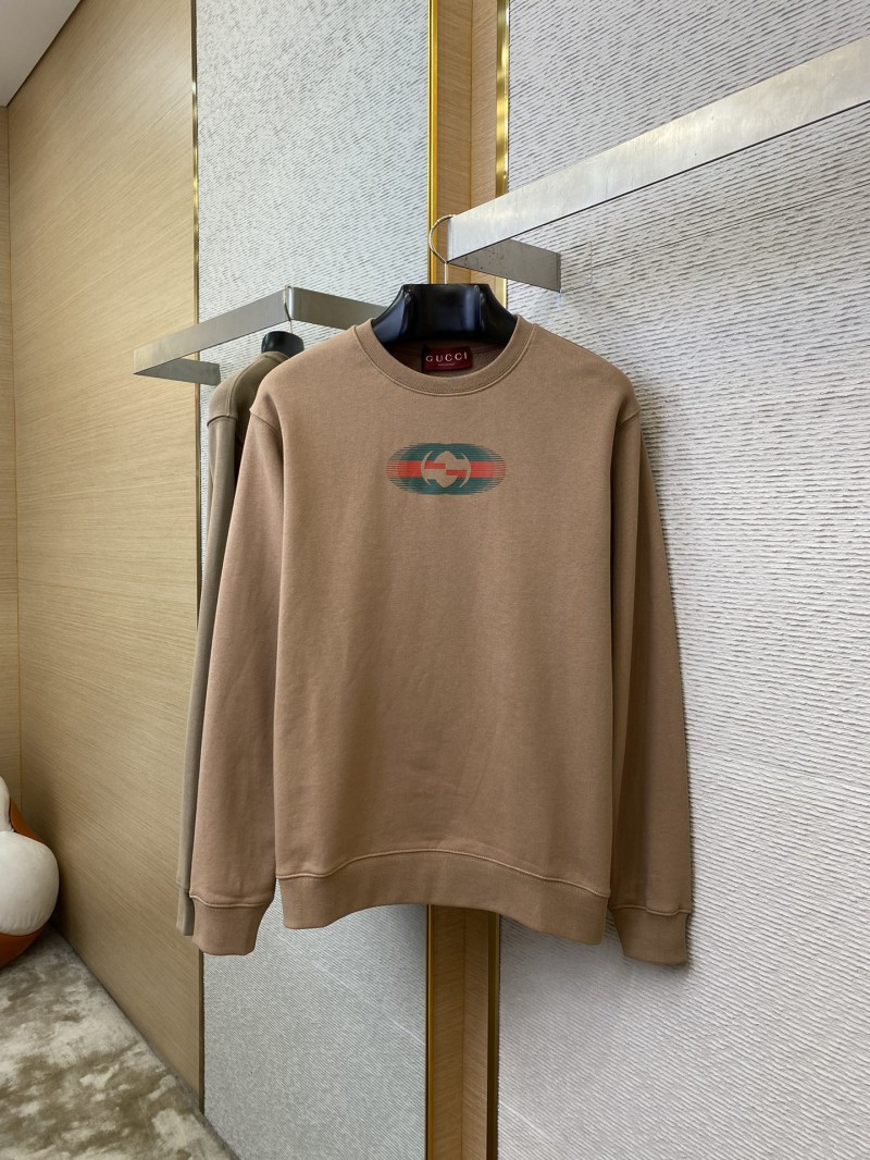 Gucci Logo Print Crew Neck Sweatshirt Khaki 4