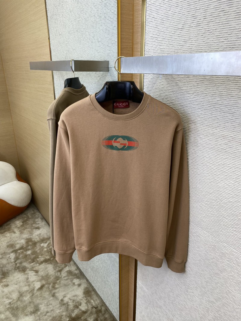 Gucci Logo Print Crew Neck Sweatshirt Khaki 6