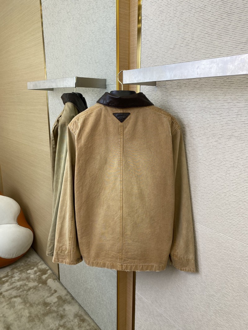Prada 24SS Leather Collar workwear Jacket Coat Brown 7