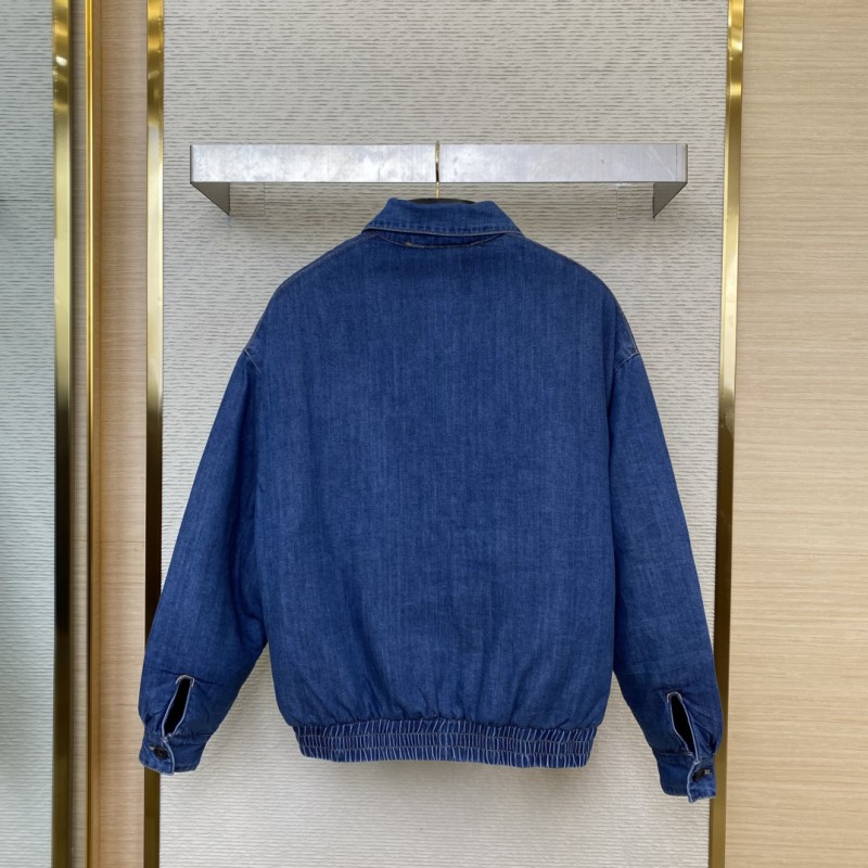 Miu Miu washed denim zip jacket coat 1