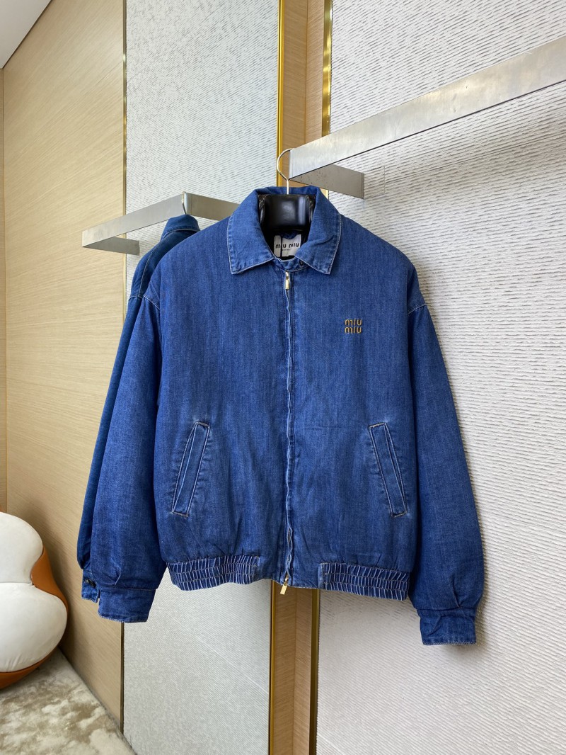Miu Miu washed denim zip jacket coat 4