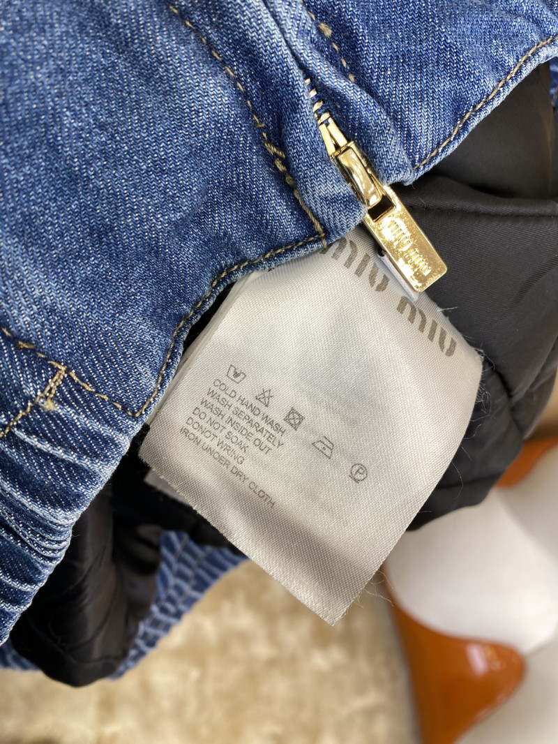 Miu Miu washed denim zip jacket coat 8