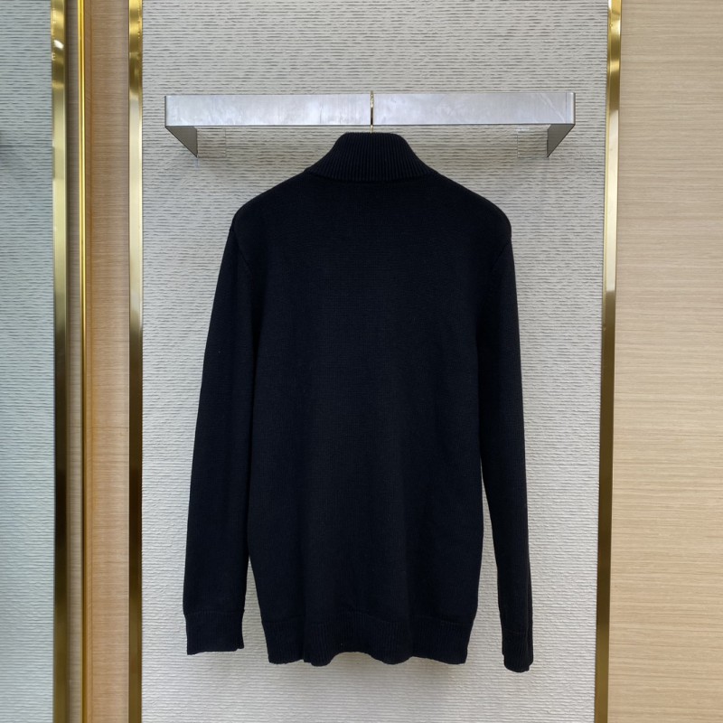 Prada Wool Embroidered Zip Cardigan Black 1