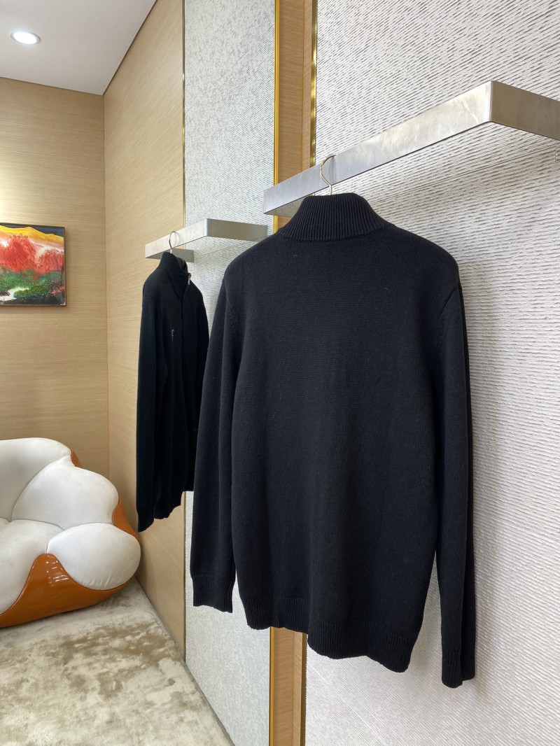 Prada Wool Embroidered Zip Cardigan Black 3