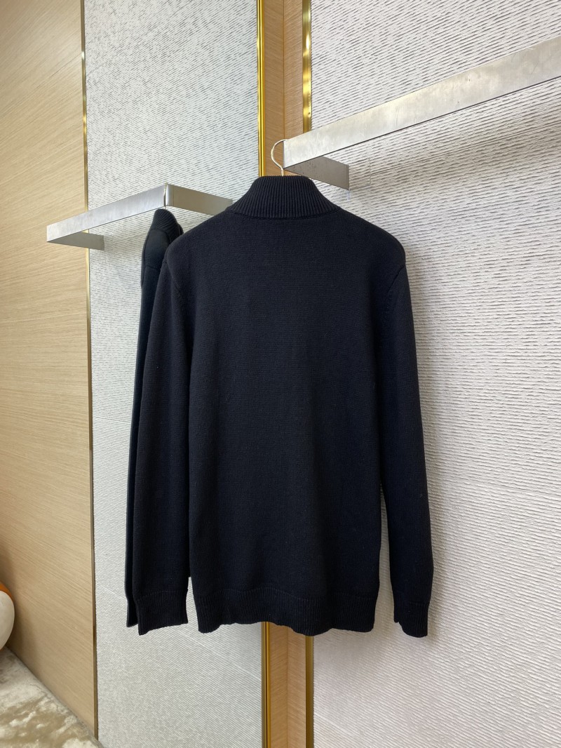 Prada Wool Embroidered Zip Cardigan Black 5