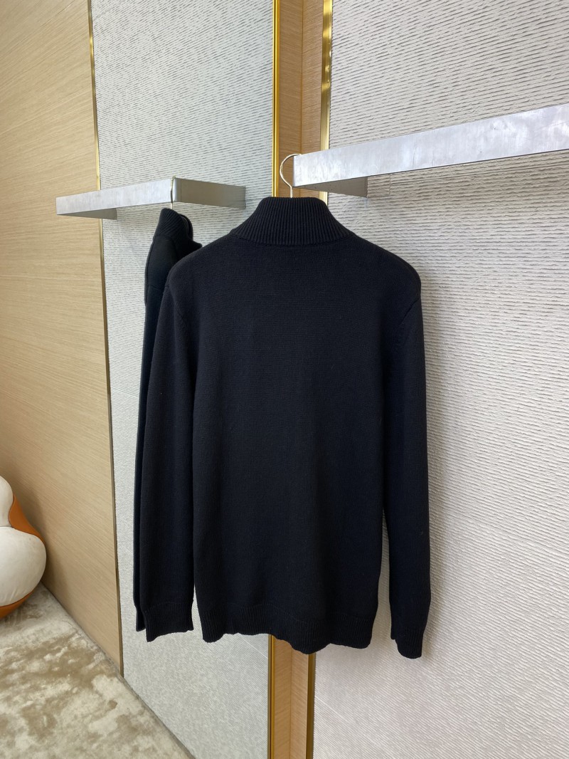 Prada Wool Embroidered Zip Cardigan Black 7