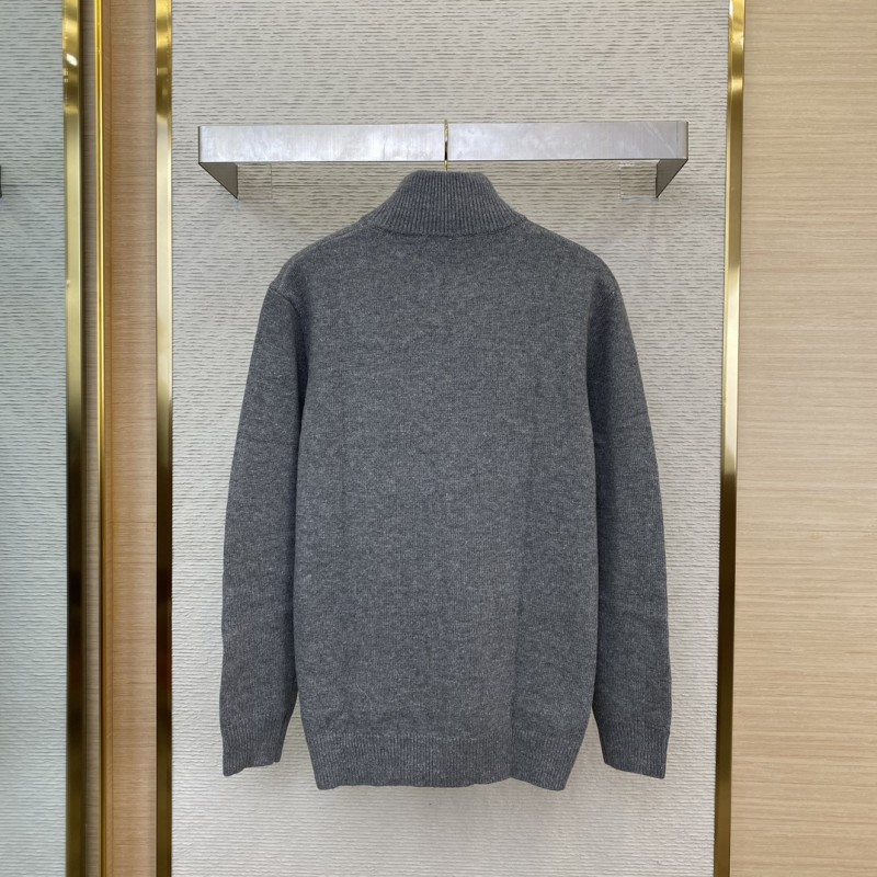 Prada Wool Embroidered Zip Cardigan Grey 1