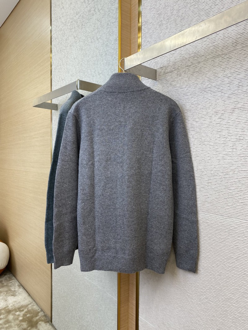 Prada Wool Embroidered Zip Cardigan Grey 5