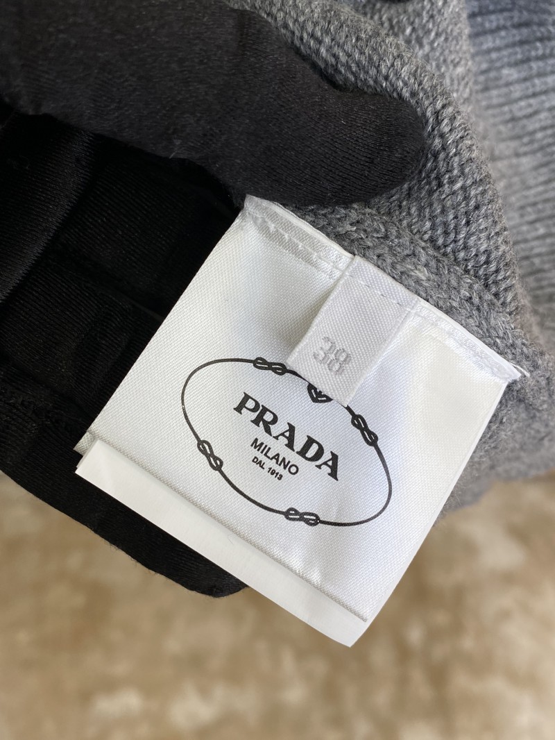 Prada Wool Embroidered Zip Cardigan Grey 8