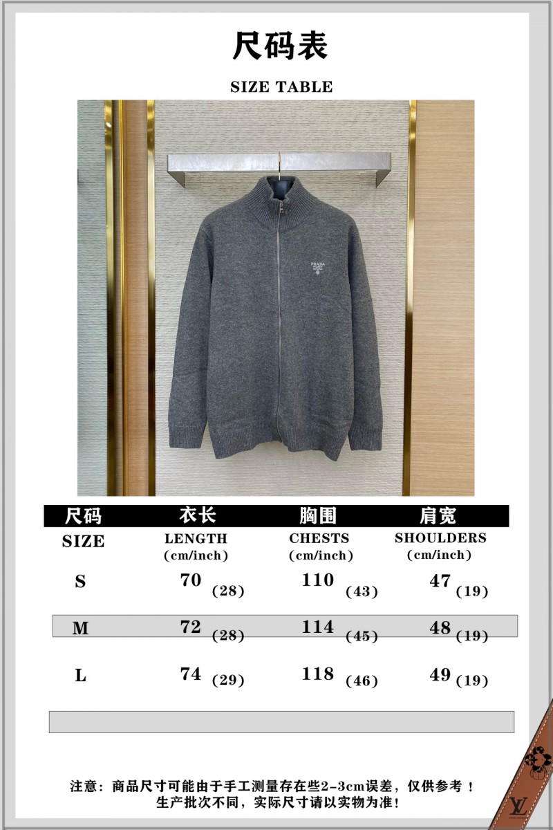 Prada Wool Embroidered Zip Cardigan Grey 9