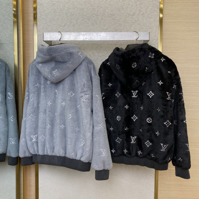 LV Full Star Rhinestone Zip-Up outerwear Black 1