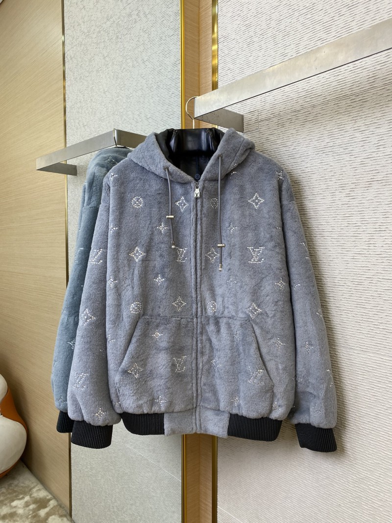 LV Full Star Rhinestone Zip-Up outerwear Grey 4