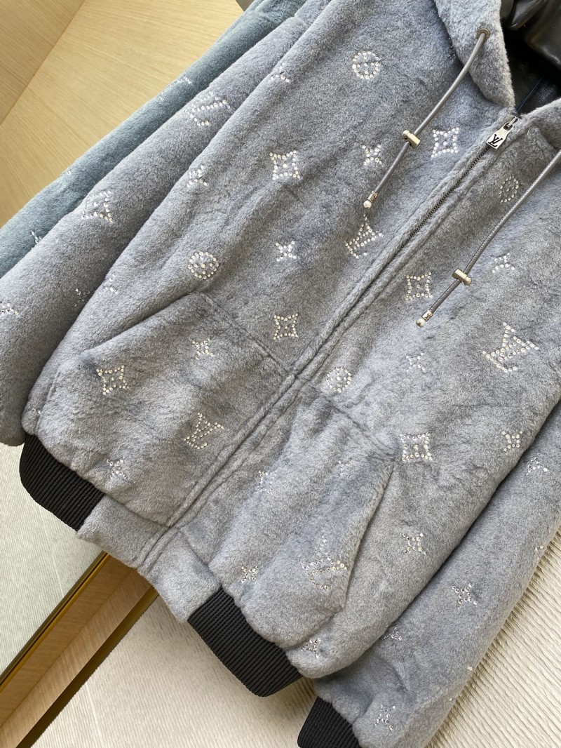 LV Full Star Rhinestone Zip-Up outerwear Grey 7