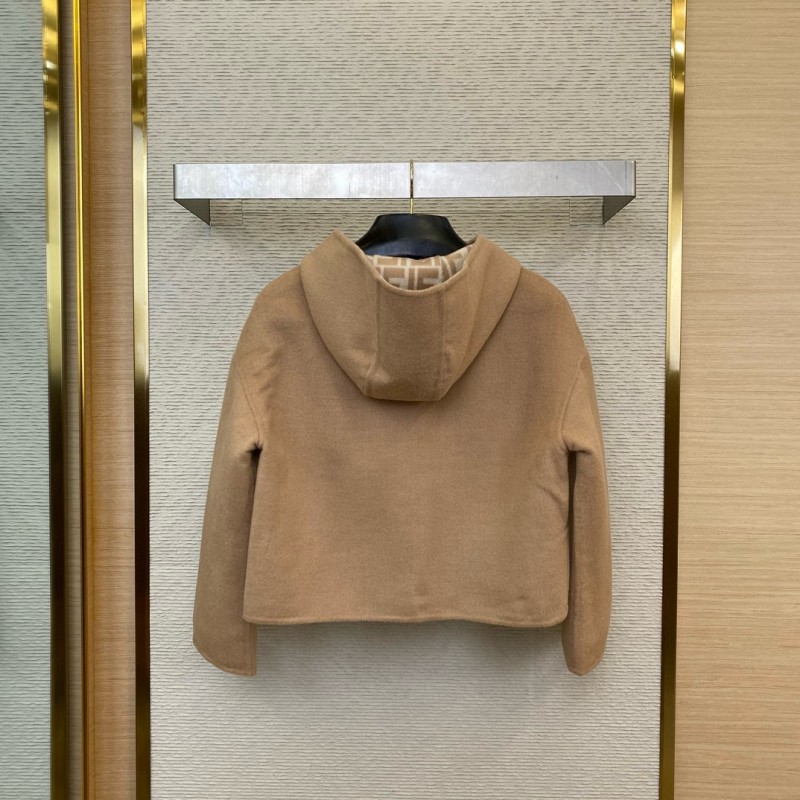 Fendi Old Flower Reversible Cashmere Short Jacket Khaki 1